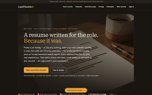 LandTheJobAI Job Clipper :: Clip any job posting — or your own LinkedIn profile — into LandTheJobAI for a tailored resume. Reads pages only on click.