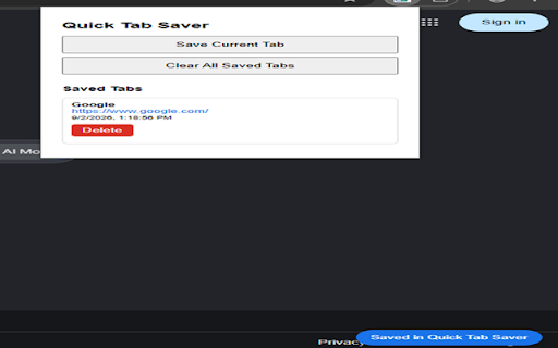 Quick Tab Saver :: Save the current tab into a simple local reading list.
