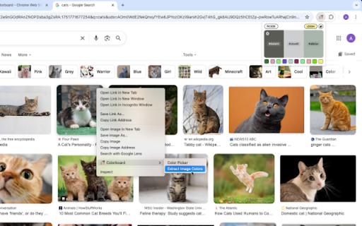 Colorboard :: Extract colors from your screen and save them to your library.
