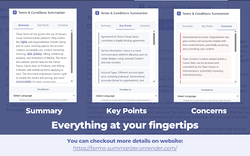 Terms Summarizer :: Summarize long Terms & Conditions instantly with AI. Get key points quickly and make informed decisions effortlessly!