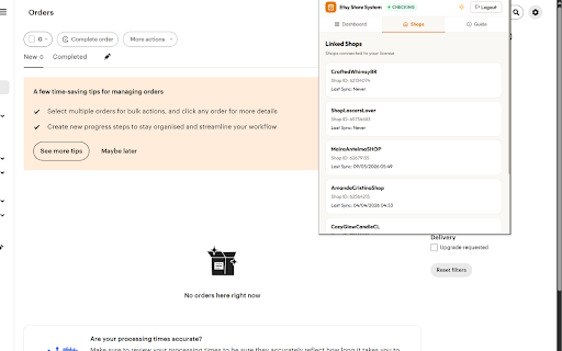 Etsy Orders Sync - Etsy Store System :: Sync Etsy shop orders to a web dashboard and Google Sheets. Manage multiple shops and track orders in one place.