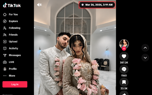 TikTok Upload Time Viewer :: See the exact upload date & time of any TikTok video. Works on feed & video pages. Supports 12/24h format. Free & private.
