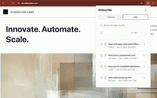 Webscribe by BobNinja :: Save web pages as clean markdown or text. Perfect for offline reading, AI assistants, and documentation research.