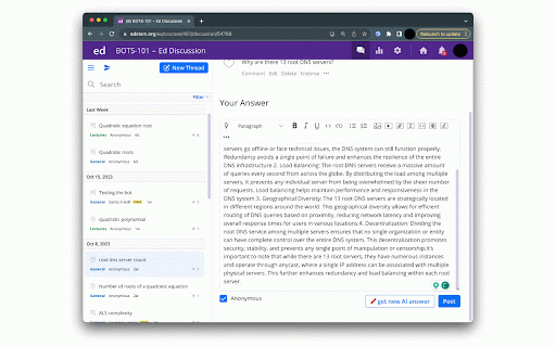 Edstension :: Suggests AI answers to forum questions, have real time Latex preview. Currently works on *.edstem.org & *.epfl.ch, more to come.