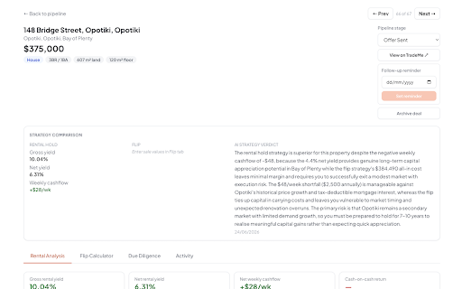 DealRadar Importer :: Scan TradeMe property listings into your DealRadar pipeline across your saved regions.