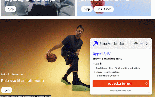 BonusVarsler :: Glem aldri cashback. Varsler om bonus via Trumf, OBOS, LOfavør, re:member, DNB m.fl. ved netthandel. Lett, rask, ingen sporing.