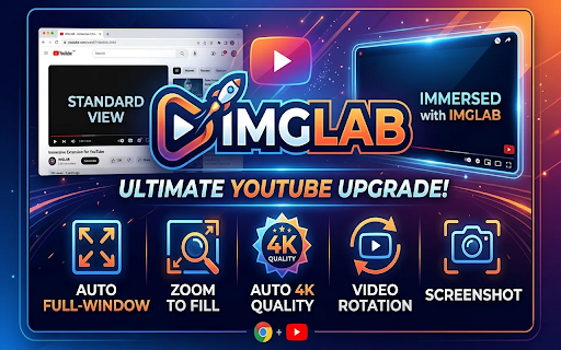 IMGLAB YouTube Immersive :: Distraction-free YouTube — hides navbar, chat, comments, and endscreen cards. Auto HD quality. Zoom to fill. Video only.