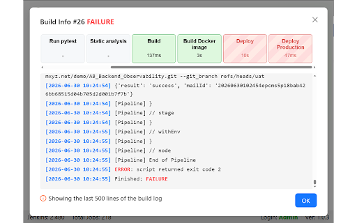 Jenkins Job Assistant :: Instantly monitor job status, track build history, and manage Jenkins builds with one click