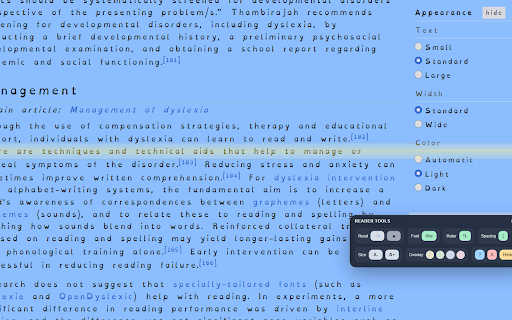Dyslexia Reader Assist :: Reading support tools for dyslexic web users, including speech, font, spacing, overlays, and a reading ruler.