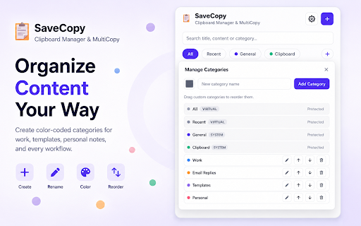 SaveCopy – Clipboard Manager & MultiCopy :: Save clipboard history, organize reusable text, and quickly copy or paste multiple snippets with categories and search.