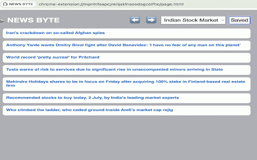 NEWS BYTE :: Get top news headlines in 60-words, filter by category & save for future view.