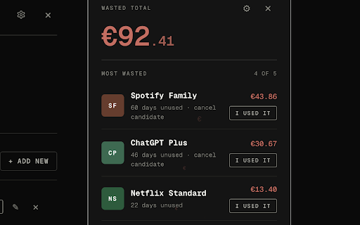 Receipt :: Know which subscriptions you pay for but don't actually use.