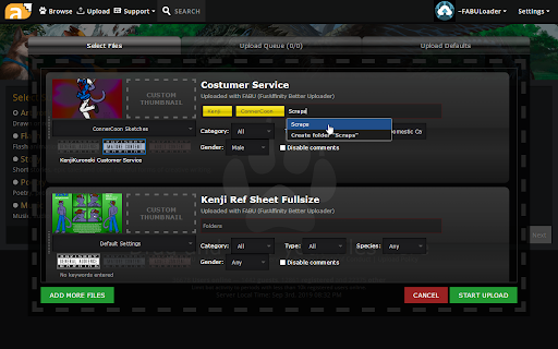 FABUI (FurAffinity Uploader & Notifier) :: Implements a better uploader and notification system on FurAffinity.