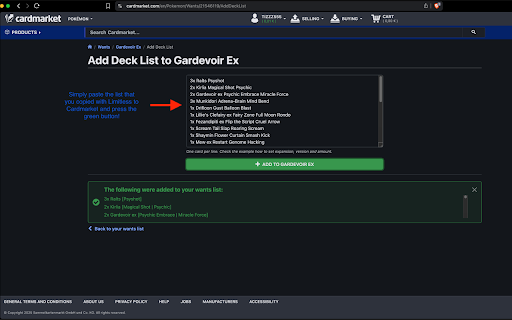 LimitlessTCG to Cardmarket :: Format card lists from LimitlessTCG for easier copying to Cardmarket