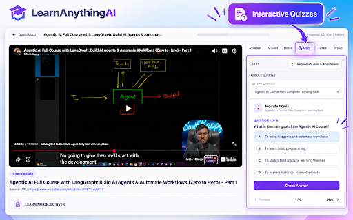 LearnAnythingAI :: Transform any YouTube tutorial into a structured AI-powered classroom with modules, lessons, quizzes, and assignments.