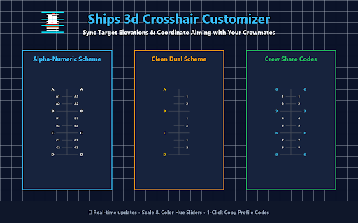 Ships 3d Crosshair Customizer :: Customize your Ships 3D crosshair with range markers & shareable profile codes for crewmates. Arrr!