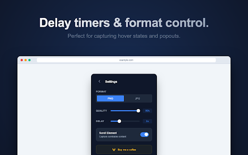 Element Snapper :: Capture pixel-perfect screenshots of elements, viewport, or full pages with clipboard support and delayed capture