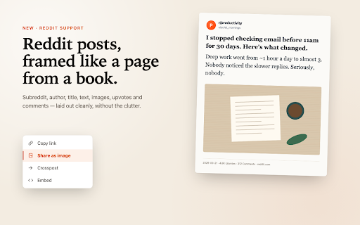 PaperCard — Tweet & Reddit Post to Image :: Turn social media posts, or any text you select, into clean image cards. One click, copied to your clipboard. No watermark.
