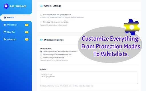 LasTabGuard: Stop Window From Closing With Last Tab :: Don't Close your Window by Accident. Save the Last Tab to keep your window open and prevent you from Losing the active Work Session.