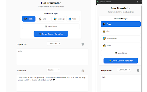 Fun Translator :: Transform text into creative styles with multiple fun translation options