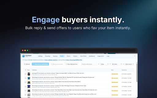 VintHelper - Vinted Bot & Automatización para Ventas :: Automatiza Vinted e impulsa tus ventas: reposts, backups, mensajes y ofertas a favoritos, pedidos, métricas e IA para vendedores.