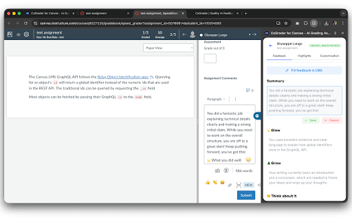 CoGrader for Canvas - AI Grader :: AI Grader for Canvas. Grade essays and assignments in seconds with AI-powered feedback. Save hours every week.