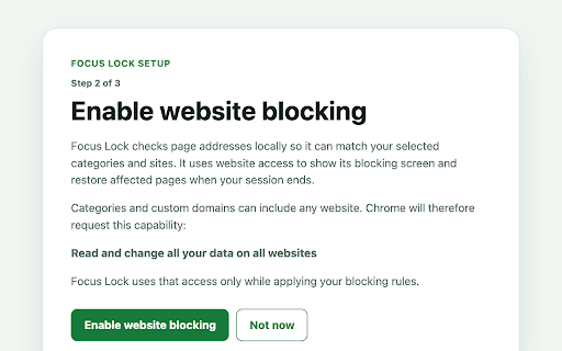 Focus Lock :: Focus sessions that lock distracting sites, with earned site access credit.