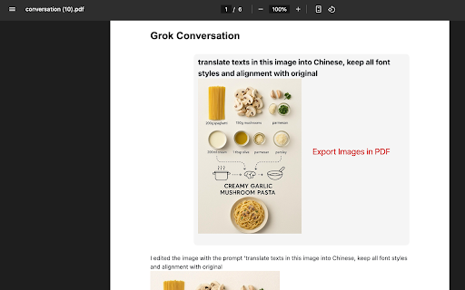 Grok to PDF :: One click to export Grok conversations to PDF files.