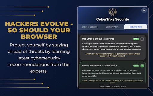 CyberTrixs Browser Security :: Holistic Cybersecurity Extension