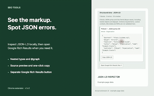 SEO Tools: On-Page SEO & Link Analyzer :: Check meta tags, robots.txt, canonical URLs, JSON-LD and links. Open Search Console, Ahrefs and Google Rich Results in a click.