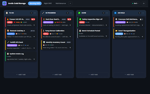 FluxBoard – Local Multi-User Kanban Board :: Seamless team Kanban. Local, private, no accounts required. Manage tasks, notes, due dates & alarms — all data stays local.
