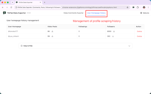 TikTok Data Exporter: Comments, Reviews, Posts, Following & Followers :: Easily extract TikTok data: video comments, shop product reviews, user posts, following and followers to Excel/CSV/JSON