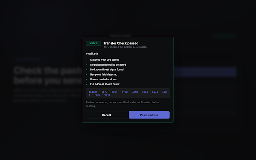 Zafu — Zero-trust Address Framework for Users :: Catches address poisoning, clipboard mismatches, and post-paste address changes before you send. Never touches your keys.
