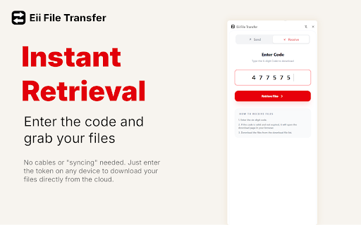 Eii File Transfer :: Fast, secure, and simple file transfer between your devices with a 6-digit code.