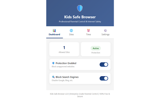 Kids Safe Browser - Parental Control & Web Filter :: Professional parental control. Restrict website access, manage screen time, and ensure safe browsing with PIN protection.