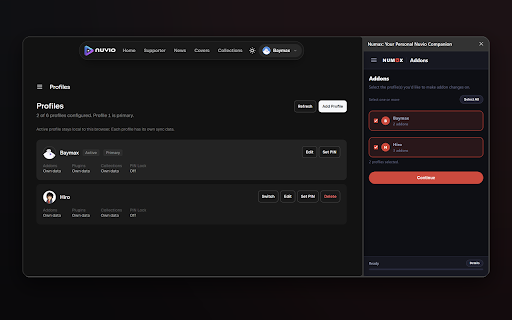 Numax: Your Personal Nuvio Companion :: Save your Nuvio profiles as templates and reuse them across your account.