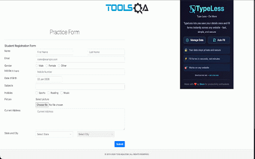 TypeLess - Auto Form Filler :: Fill forms instantly with your saved details. Save time and skip repetitive typing!