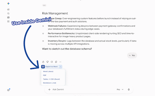 ChatToWord: Export AI Chats to Word, PDF & CSV :: Export ChatGPT, Claude & Gemini answers to Word, PDF, CSV, or Markdown in one click. Real .docx, headings, tables. Free & private.