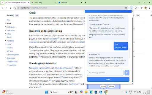 AI Web Summarizer - Article Reader :: Instantly summarize any article or webpage with ChatGPT. Get smart summaries and ask follow-up questions.