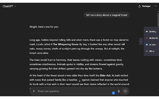 ChatGPT Energy Tracker :: Track and display energy consumption and carbon footprint of ChatGPT conversations