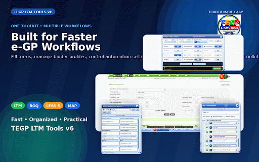 TEGP LTM Tools :: TEGP LTM Tools v6.2: fast e-GP LTM autofill, GRID, Smart Resume, mapping, Inbox batch, profiles and recovery tools.