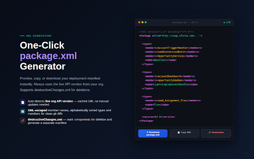 SF Release Tracker :: Lightweight Salesforce Deployment Manager - Track modified components, generate package.xml, export deployment sheets.