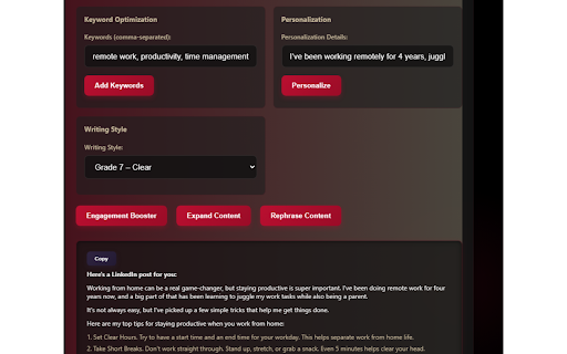 Linkedin Content Generator :: Create powerful LinkedIn posts in seconds.