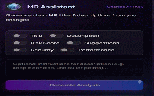 MR Assistant for GitLab :: MR Assistant uses AI to generate clear, concise merge request descriptions on GitLab, saving you time and improving your workflow.