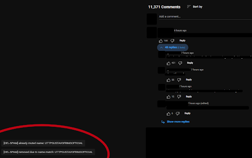 YouTube Comments Filter :: Hides spam comments (e.g. Uttp-type spam etc.)