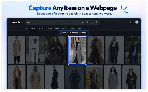 SnapFind – Search by Image :: Search by image to find similar clothes and products online. Right-click a web image or capture an area to discover matches.