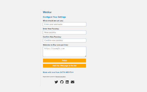 Weblur - We Value Your Privacy :: Blur specific webpages with passkey protection