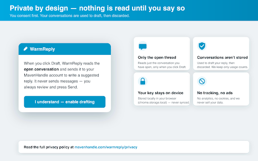WarmReply — reply assistant for freelancers :: Check Upwork job fit, then draft & refine proposals and Fiverr replies. You review and send — it never sends on its own.