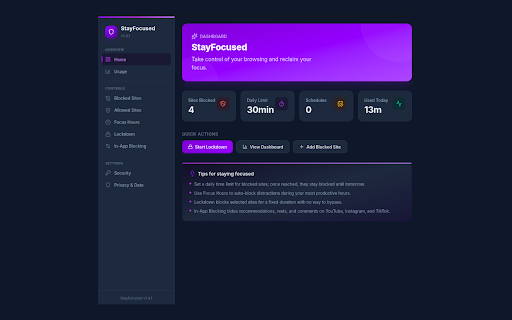 StayFocused :: Block distractions, track usage, and stay productive with time limits and lockdown.