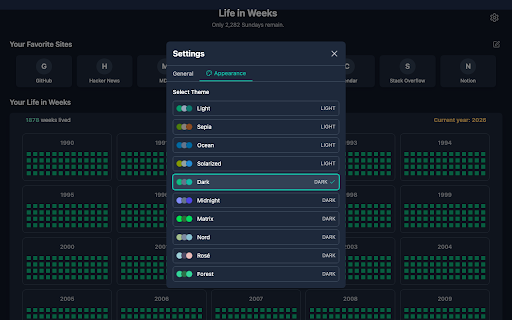 Remaining Weeks :: A chrome extension to show remaining weeks in your life